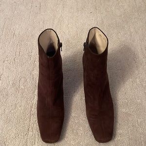 Brown suade ferragamo boutique booties 9 1/2